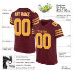Personalized Authentic Football Jersey in Burgundy Gold and White Mesh Personalized Burgundy Gold-White Mesh Authentic Football