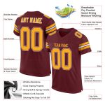 Custom Name and Number Authentic Football Jersey - Personalized Burgundy Gold White Mesh Team Jersey Personalized Burgundy