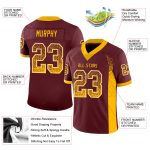 Personalized Burgundy Gold White Drift Fashion Football Jersey for Men and Women Personalized Burgundy Gold-White Mesh Drift
