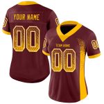 Personalized Burgundy Gold White Drift Fashion Football Jersey for Men and Women Personalized Burgundy Gold-White Mesh Drift