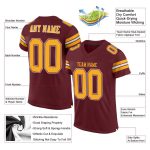 Personalized Burgundy Gold-White Football Jersey - Custom Mesh Team Apparel Personalized Burgundy Gold-White Mesh Football