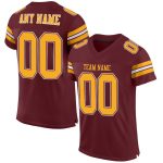Personalized Burgundy Gold-White Football Jersey - Custom Mesh Team Apparel Personalized Burgundy Gold-White Mesh Football