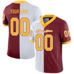 Personalized Burgundy Gold White Mesh Football Jersey - Split Design Fashion Personalized Burgundy Gold-White Mesh Split