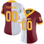 Personalized Burgundy Gold White Mesh Football Jersey - Split Design Fashion Personalized Burgundy Gold-White Mesh Split