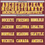 Personalized Burgundy Football Jersey with Gold and White Accents - Throwback Style Personalized Burgundy Gold-White Mesh