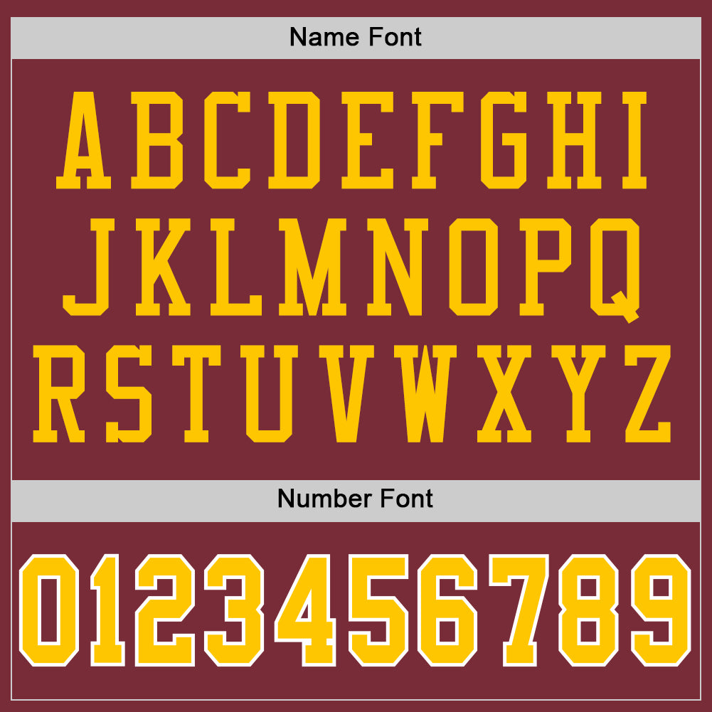 Personalized Burgundy Football Jersey with Gold and White Accents - Throwback Style Personalized Burgundy Gold-White Mesh - Image 4