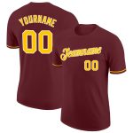 Personalized Burgundy and Gold Performance T-Shirt for Custom Team Apparel Personalized Burgundy Gold-White Performance T-Shirt
