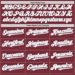 Personalized Unisex Softball Jersey - Burgundy Gray Pinstripe Two-Button Design Personalized Burgundy Gray Pinstripe White
