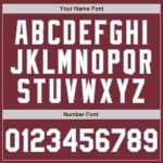 Personalized Unisex Softball Jersey - Burgundy Gray Pinstripe Two-Button Design Personalized Burgundy Gray Pinstripe White