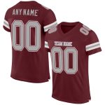 Custom Name Number Authentic Football Jersey - Burgundy Gray White Mesh Personalized Burgundy Gray-White Mesh Authentic Football