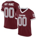 Custom Name Number Authentic Throwback Football Jersey - Burgundy Gray White Mesh Personalized Burgundy Gray-White Mesh Authentic