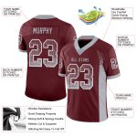 Custom Name Number Football Jersey - Burgundy Gray White Mesh Drift Fashion Team Apparel Personalized Burgundy Gray-White
