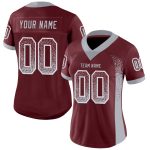 Custom Name Number Football Jersey - Burgundy Gray White Mesh Drift Fashion Team Apparel Personalized Burgundy Gray-White