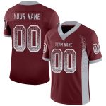 Custom Name Number Football Jersey - Burgundy Gray White Mesh Drift Fashion Team Apparel Personalized Burgundy Gray-White