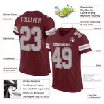 Personalized Football Jersey - Burgundy Gray White Mesh, Custom Team Apparel Personalized Burgundy Gray-White Mesh Football