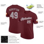 Personalized Burgundy Gray White Performance Tee Shirt for Custom Style and Comfort Personalized Burgundy Gray-White Performance