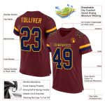 Personalized Burgundy Navy Gold Football Jersey - Customizable Sports Apparel Personalized Burgundy Navy-Gold Mesh Football