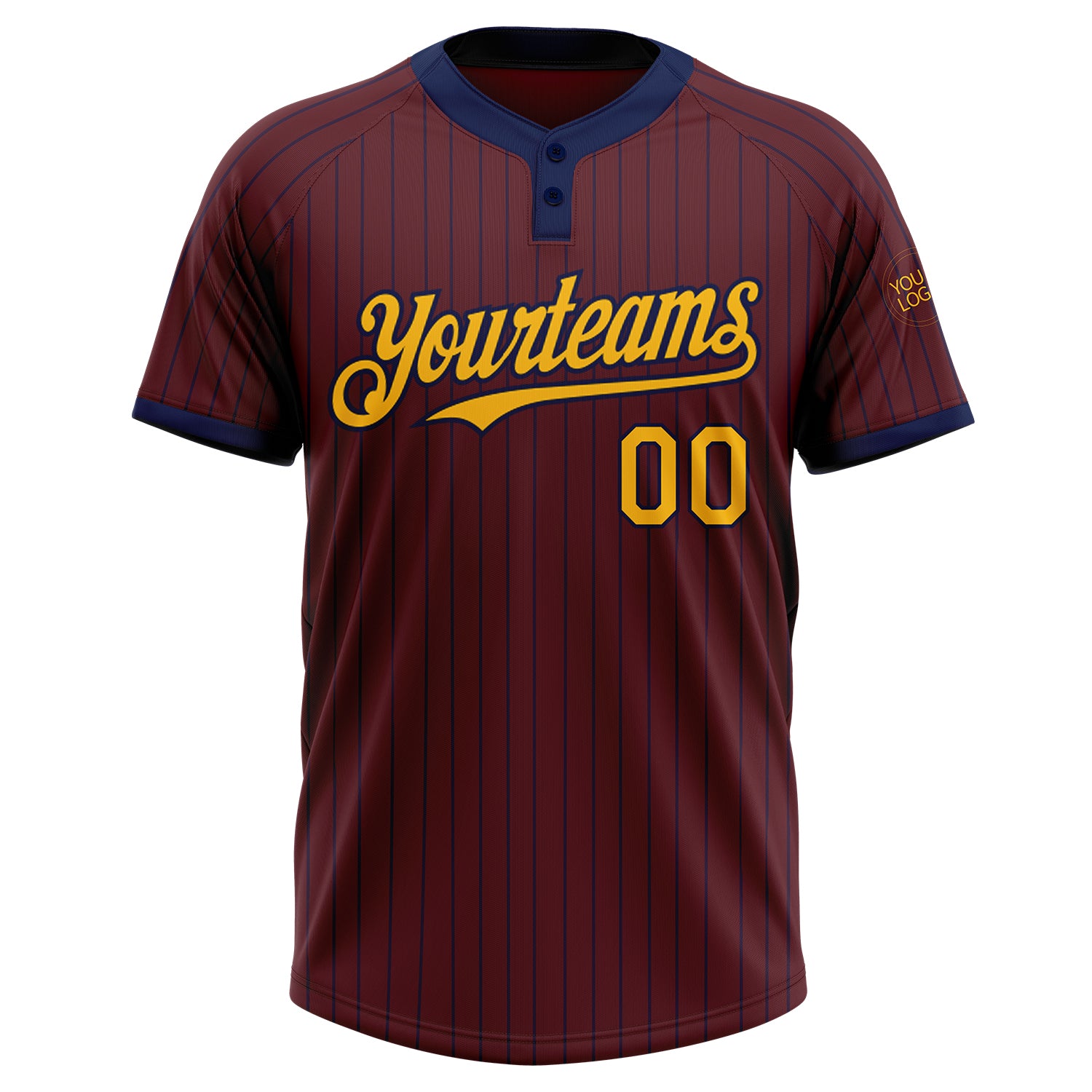 Personalized Burgundy Navy Pinstripe Gold Two-Button Unisex Softball Jersey Personalized Burgundy Navy Gold Two-Button Softball Jersey Unisex Pinstripe Personalized Burgundy Navy Pinstripe Gold Two-Button - Image 2