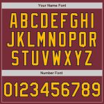 Custom Name and Number Two-Button Unisex Softball Jersey - Burgundy Navy Pinstripe Gold Design Personalized Burgundy Navy