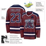 Custom Name and Number Personalized Hockey Jersey in Burgundy Navy and White Personalized Burgundy Navy-White Hockey Jersey