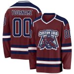 Custom Name and Number Personalized Hockey Jersey in Burgundy Navy and White Personalized Burgundy Navy-White Hockey Jersey