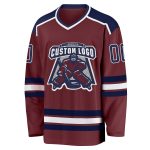 Custom Name and Number Personalized Hockey Jersey in Burgundy Navy and White Personalized Burgundy Navy-White Hockey Jersey