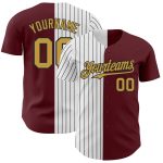 Custom Name and Number Burgundy Black Pinstripe Baseball Jersey - Authentic Split Fashion Team Jersey Personalized Burgundy