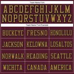 Custom Team Name & Number Burgundy Cuffed Knit Hat with Old Gold-Black Stitching Personalized Burgundy Old Gold-Black Stitched