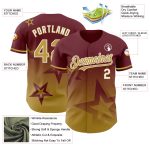 Personalized Twinkle Star Gradient Baseball Jersey with Custom Name & Number in Burgundy, Old Gold, White 3D Pattern Design