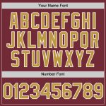 Personalized Burgundy Baseball Jersey with Old Gold-White Line Accents Personalized Burgundy Old Gold-White Line Baseball