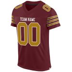 Personalized Burgundy Gold White Authentic Football Jersey - Custom Mesh Design Personalized Burgundy Old Gold-White Mesh