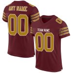 Personalized Burgundy Gold White Authentic Football Jersey - Custom Mesh Design Personalized Burgundy Old Gold-White Mesh