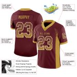 Custom Team Football Jersey with Personalized Name & Number in Burgundy, Old Gold and White Mesh - Drift Style Personalized