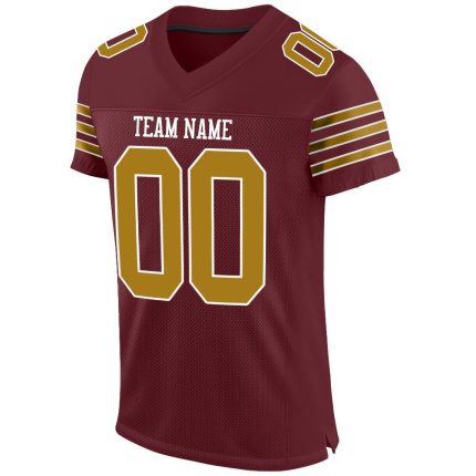 Custom Burgundy and Old Gold-White Football Jersey for Men, Women, Kids - Personalized Sports Apparel Personalized Burgundy