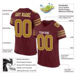 Custom Burgundy and Old Gold-White Football Jersey for Men, Women, Kids - Personalized Sports Apparel Personalized Burgundy
