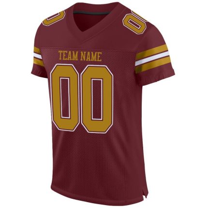 Personalized Burgundy Old Gold-White Football Jersey | Custom Mesh Jersey Personalized Burgundy Old Gold-White Mesh Football