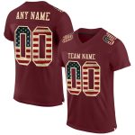 Personalized Burgundy Vintage USA Flag Cream Football Jersey - Mesh City Style Personalized Burgundy Vintage USA Flag-City
