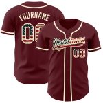 Custom Name and Number Burgundy Vintage Authentic USA Flag Baseball Jersey - Personalized Team Jersey Personalized Burgundy