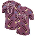 Custom Burgundy and White 3D Feather T-Shirt for Performance Wear Personalized Burgundy White 3D Feather Performance T-Shirt