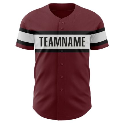 Personalized Authentic Baseball Jersey in Burgundy, White & Black Personalized Burgundy White-Black Authentic Baseball Jersey