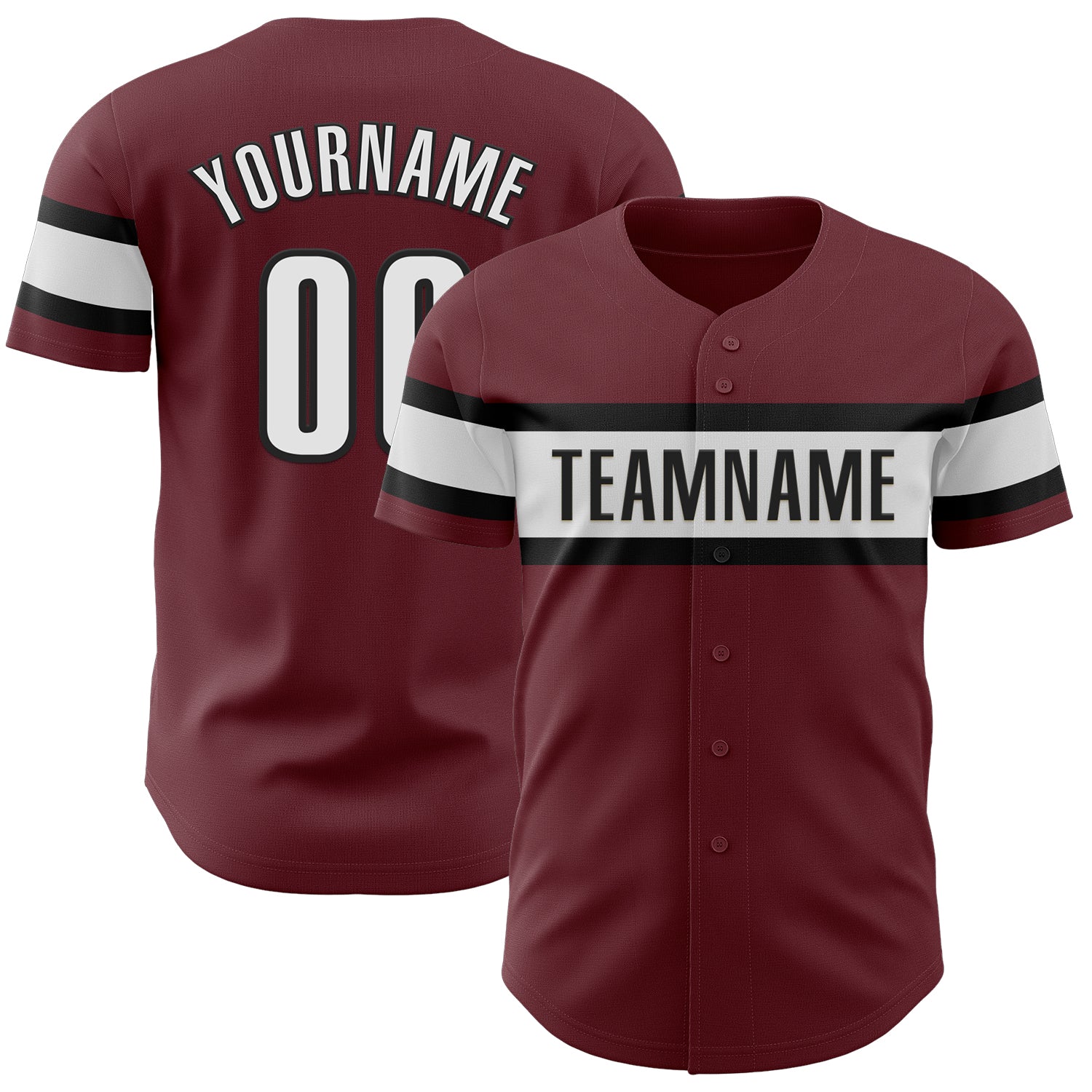 Personalized Authentic Baseball Jersey in Burgundy, White & Black Personalized Burgundy White-Black Authentic Baseball Jersey