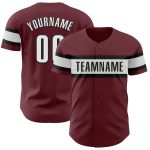 Personalized Burgundy Baseball Jersey with White and Black Details for Customization Personalized Burgundy White-Black Baseball