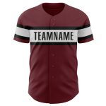 Personalized Burgundy Baseball Jersey with White and Black Details for Customization Personalized Burgundy White-Black Baseball