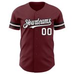 Custom Burgundy Black White Baseball Jersey for Men and Women Personalized Burgundy White-Black Baseball Jersey