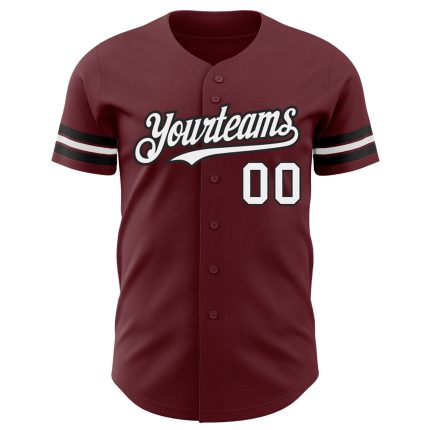 Custom Burgundy Black White Baseball Jersey for Men and Women Personalized Burgundy White-Black Baseball Jersey