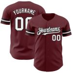 Custom Burgundy Black White Baseball Jersey for Men and Women Personalized Burgundy White-Black Baseball Jersey