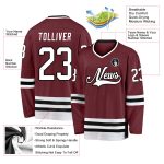 Personalized Burgundy White Black Hockey Jersey Custom Team Apparel Personalized Burgundy White-Black Hockey Jersey