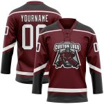 Personalized Hockey Lace Neck Jersey - Burgundy White Black Color Options Personalized Burgundy White-Black Hockey Lace Neck