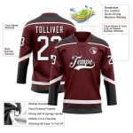 Personalized Hockey Lace Neck Jersey - Burgundy White Black Color Options Personalized Burgundy White-Black Hockey Lace Neck