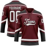 Personalized Hockey Lace Neck Jersey - Burgundy White Black Color Options Personalized Burgundy White-Black Hockey Lace Neck